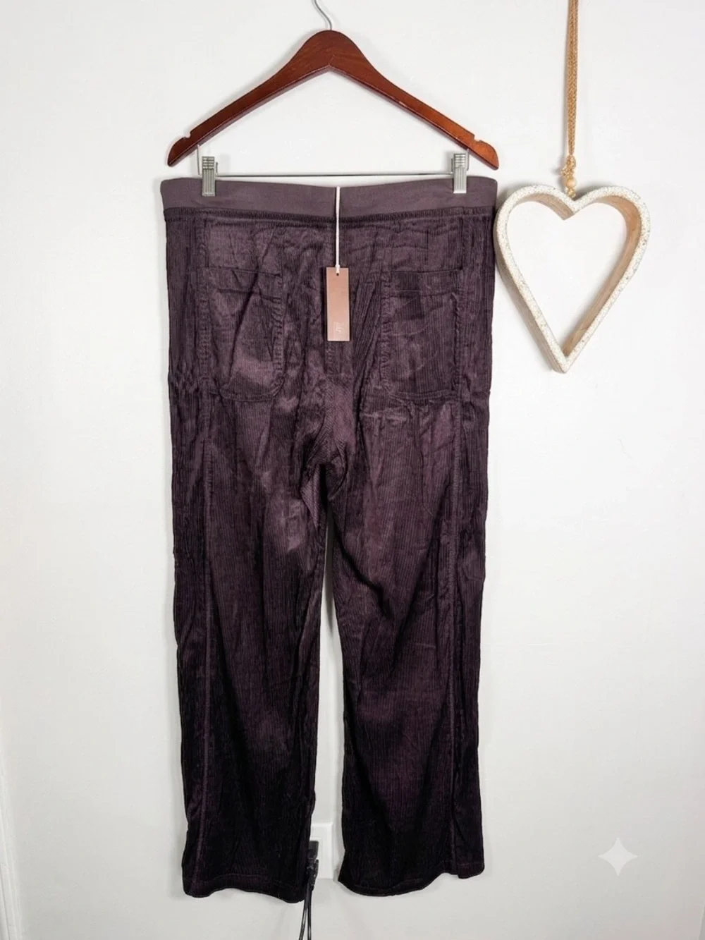 Relaxed Wide Leg Lounge Palazzo Trousers Crinkled Whimsigoth Boho LARGE in Brown